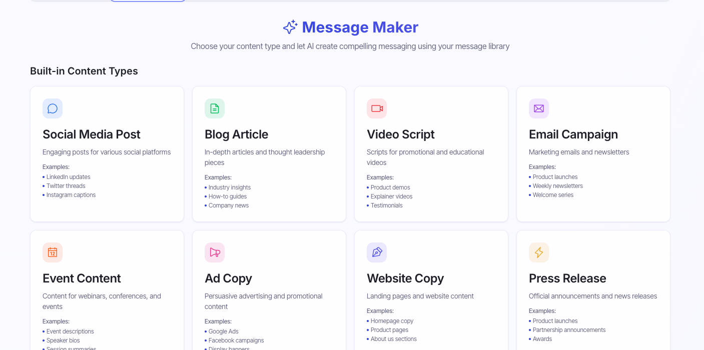 OnMessage message maker product screenshot